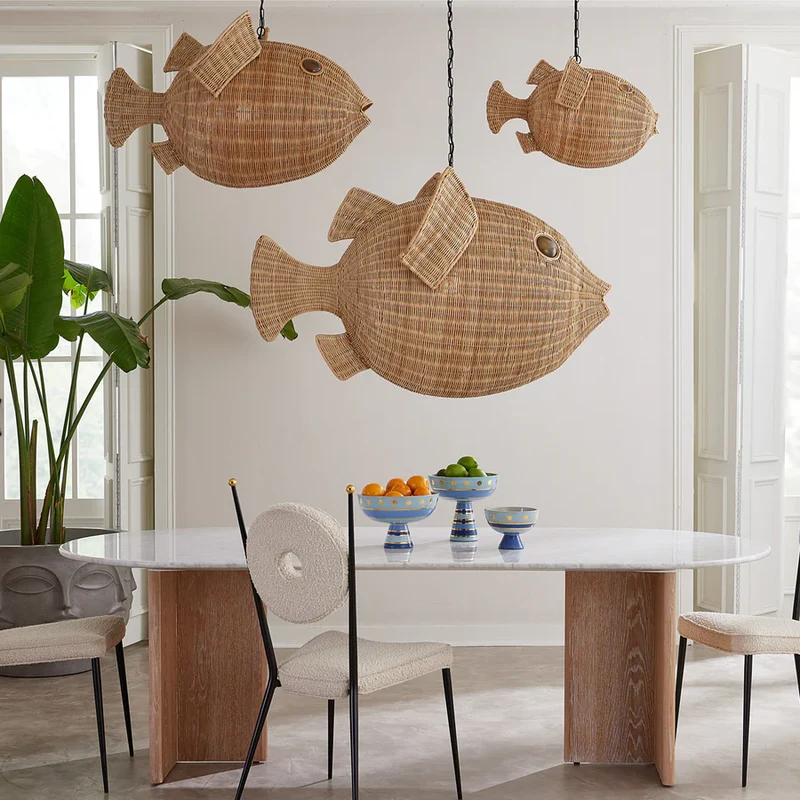 Hängeleuchte WICKER BLOW FISH, medium