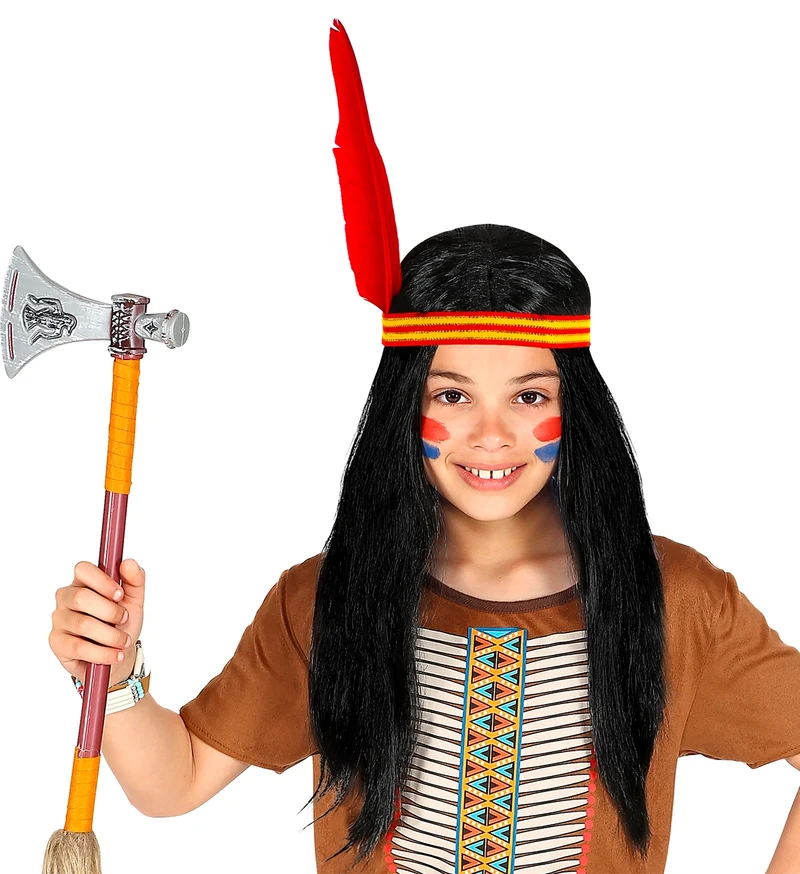 Kinder Perücke "Indianer" mit Stirnband | Schwarz