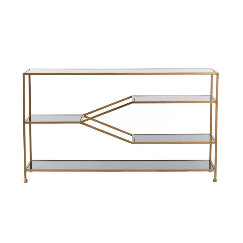 Konsolentisch AINO antik Bronze und Rauchglas