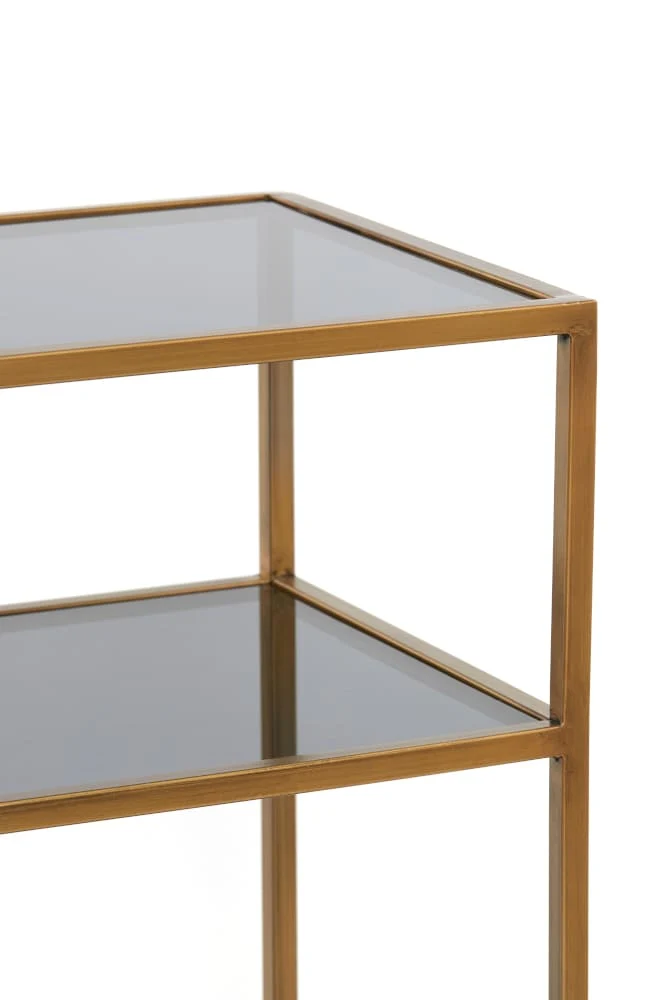 Konsolentisch AINO antik Bronze und Rauchglas