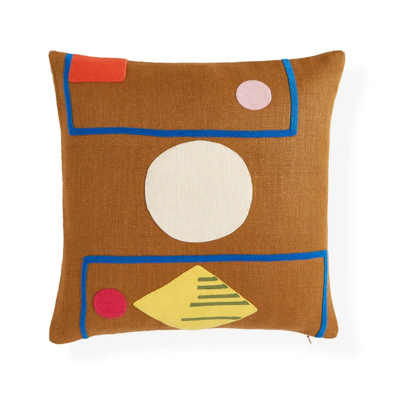 Kissen MONTEREY SHAPES Kordelstickerei 45x45 cm