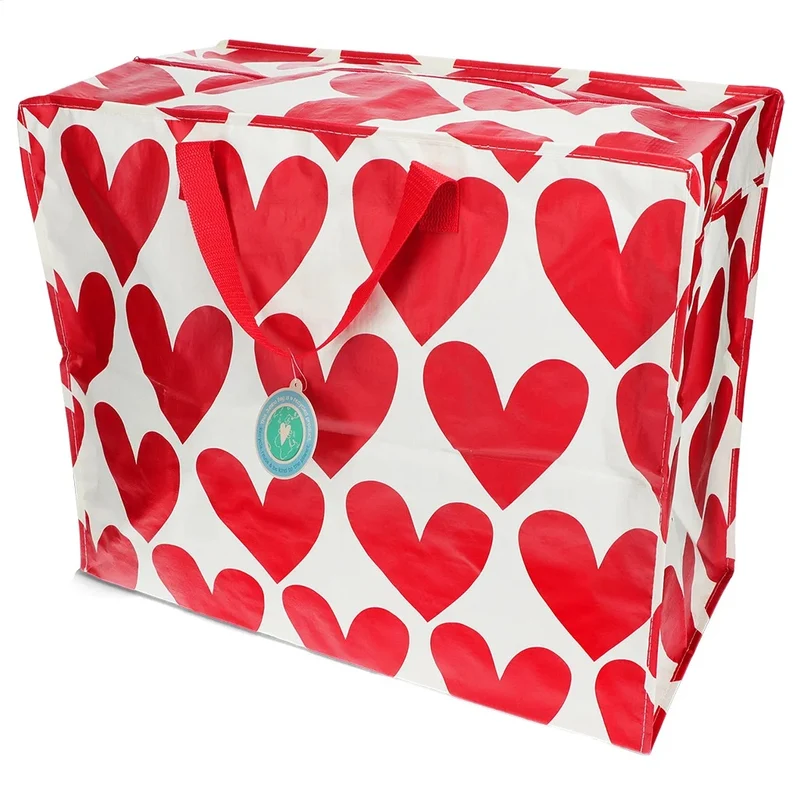 Riesentasche XXL Jumbo Bag ROTE HERZEN ca. 58x28x48 cm REX LONDON