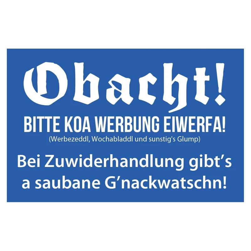 Briefkastenaufkleber "Koa Werbung"