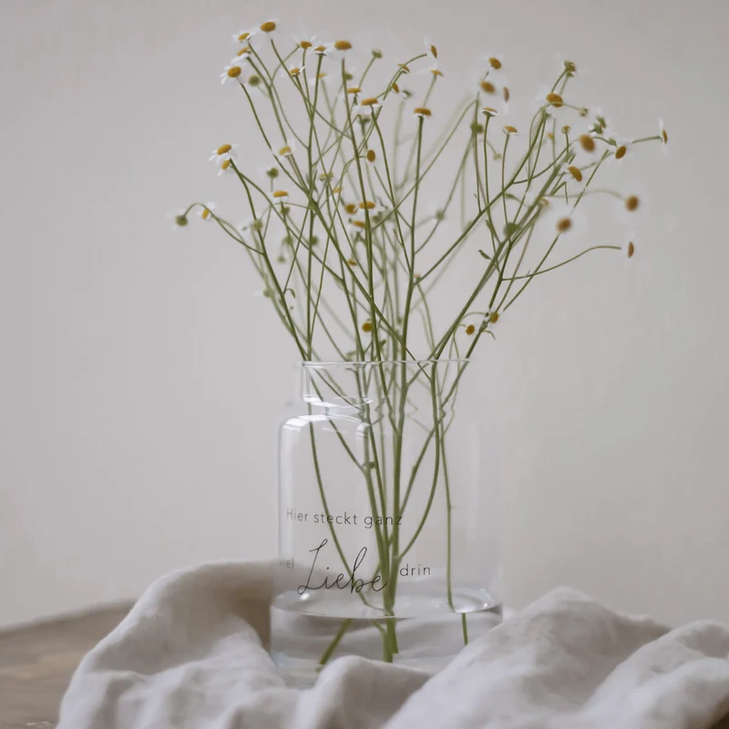Eulenschnitt Vase aus Glas Liebe Groß