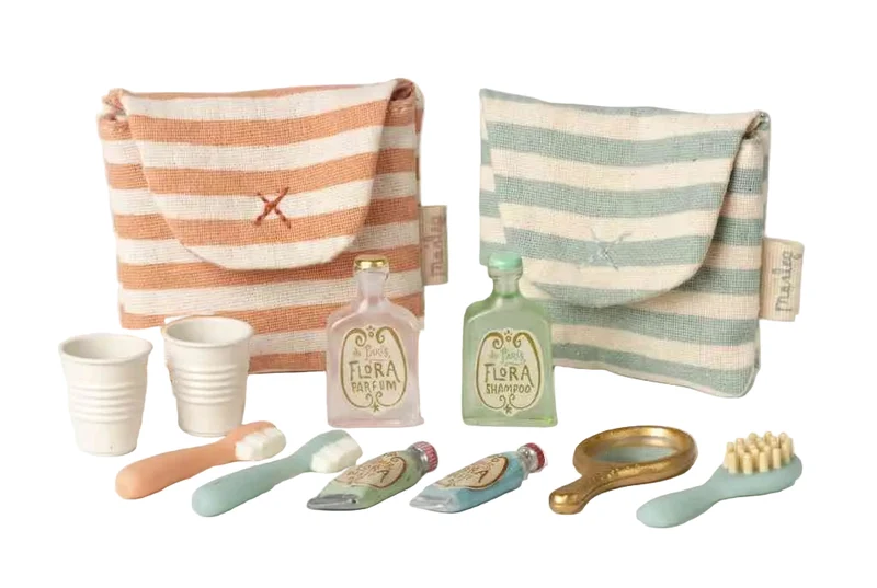 Maileg Vorteil-Set ZAHNPUTZ-SET blau und coral BUNDLE für Mäuse