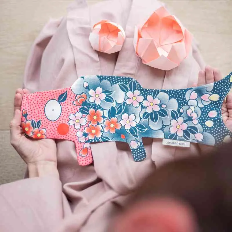 KOINOBORI SAKURA ca. 45x17 cm Koi-Karpfen Windsack / Wanddekoration Bio-Baumwolle