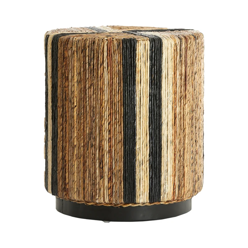 Sitzpouf YUTURI Bananenfaser braun/schwarz/creme Ø40cm