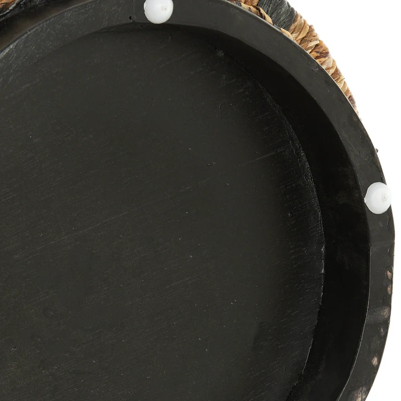 Sitzpouf YUTURI Bananenfaser braun/schwarz/creme Ø40cm