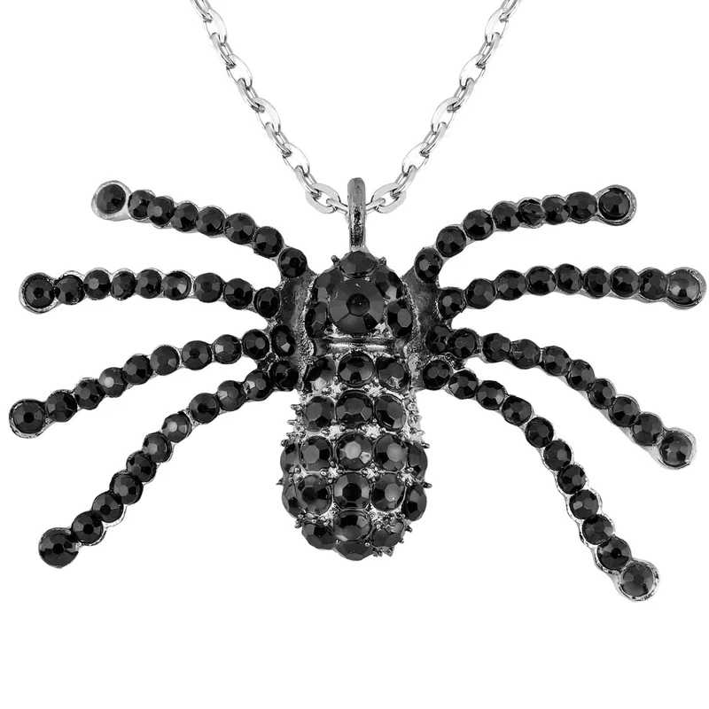 Halskette mit Strass Spinne | Schwarz