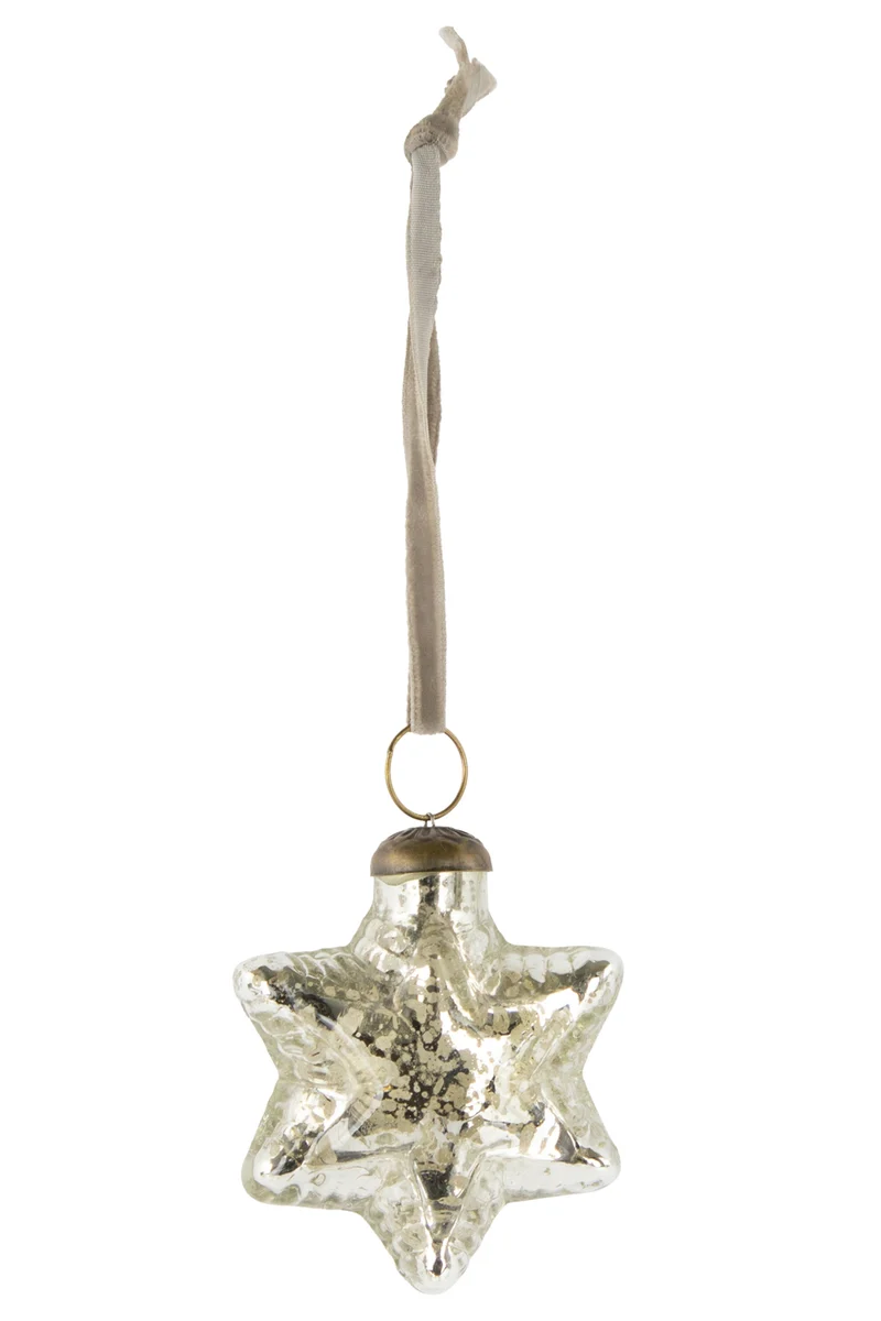 Riffelmacher Glasstern zum Hängen 8 cm 11050 | Silber Antik