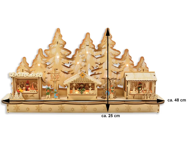Riffelmacher Fensterleuchter Weihnachtsmarkt 48 x 25 cm 76367 | Natur - Holz Handwerkermarkt Weihnac