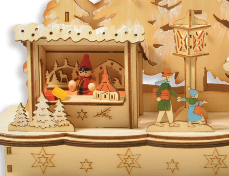 Riffelmacher Fensterleuchter Weihnachtsmarkt 48 x 25 cm 76367 | Natur - Holz Handwerkermarkt Weihnac