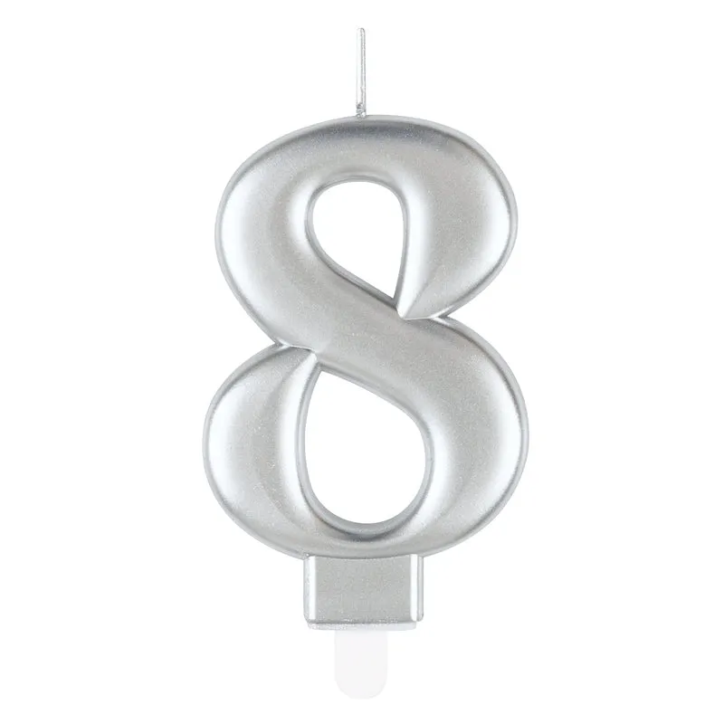 Zahlenkerze Silber #8