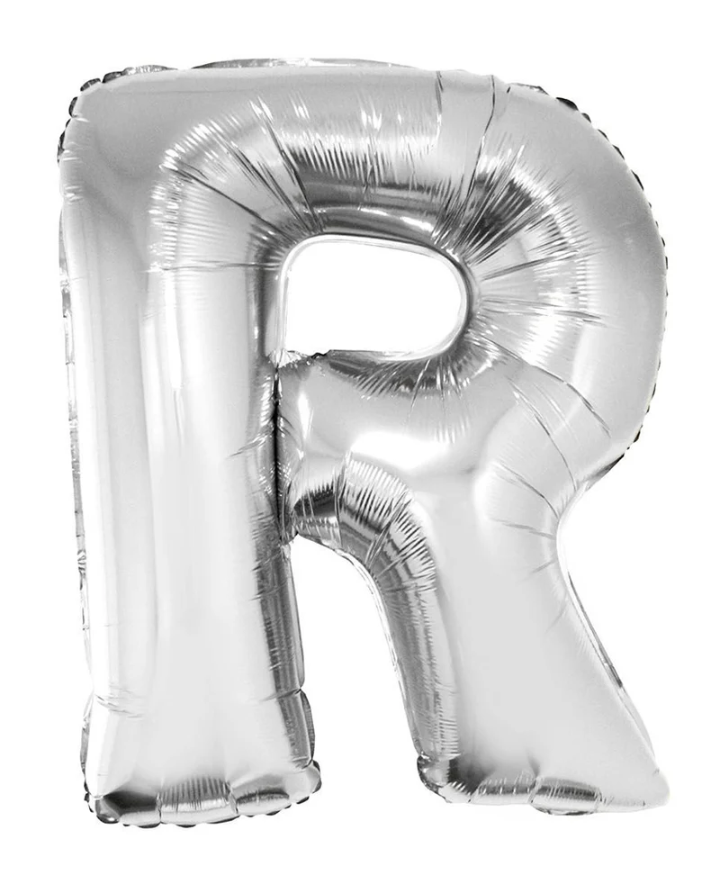 XXL Buchstaben Folienballon 100 cm - Silber Buchstabe R
