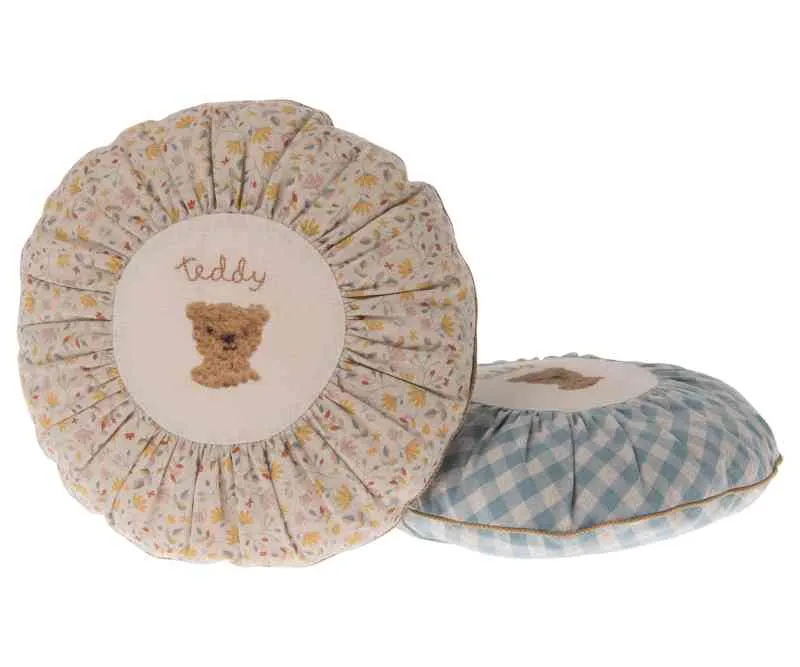 Maileg Kissen rund TEDDY gestreift | 26 cm inkl. Füllkissen Bezug Leinen abnehmbar