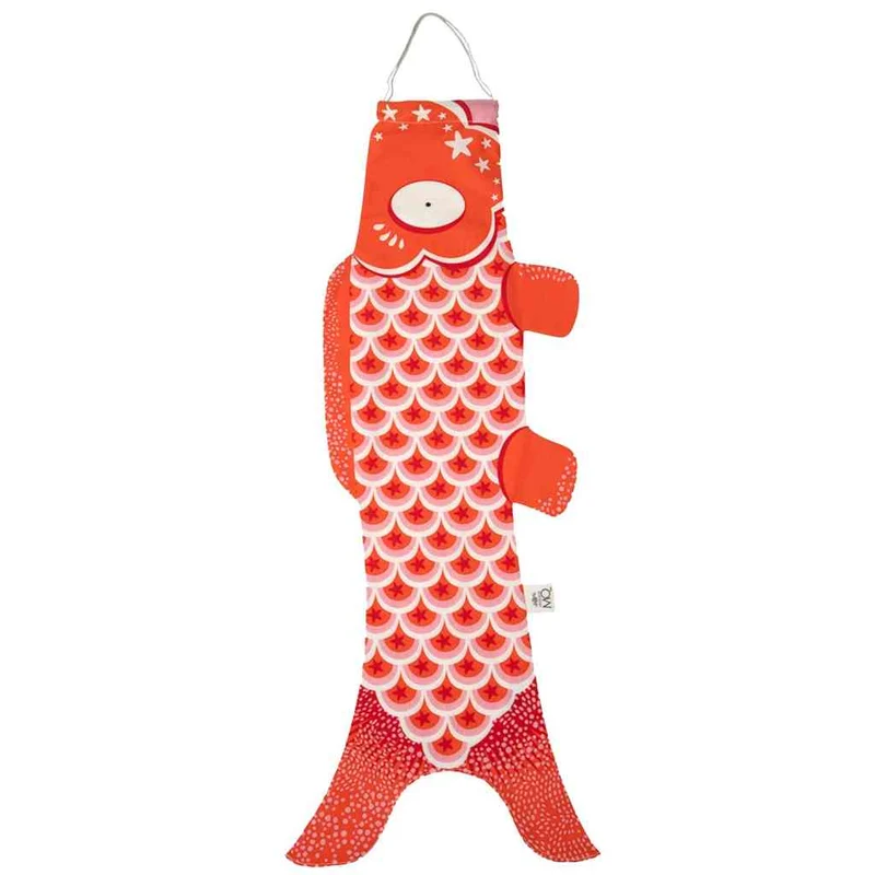 KOINOBORI TANGERINE ca. 70x25 cm Koi-Karpfen Windsack / Wanddeko Bio-Baumwolle
