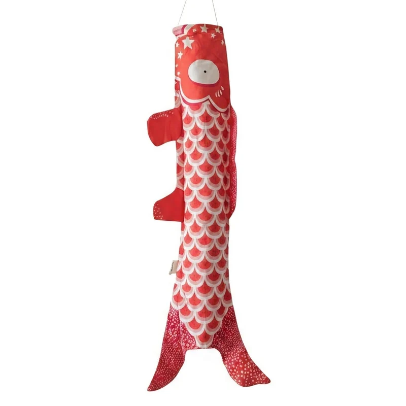 KOINOBORI TANGERINE ca. 70x25 cm Koi-Karpfen Windsack / Wanddeko Bio-Baumwolle