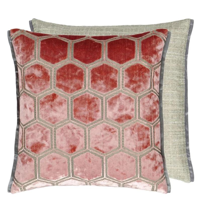 Kissen MANIPUR CORAL Samt, 43 x 43 cm