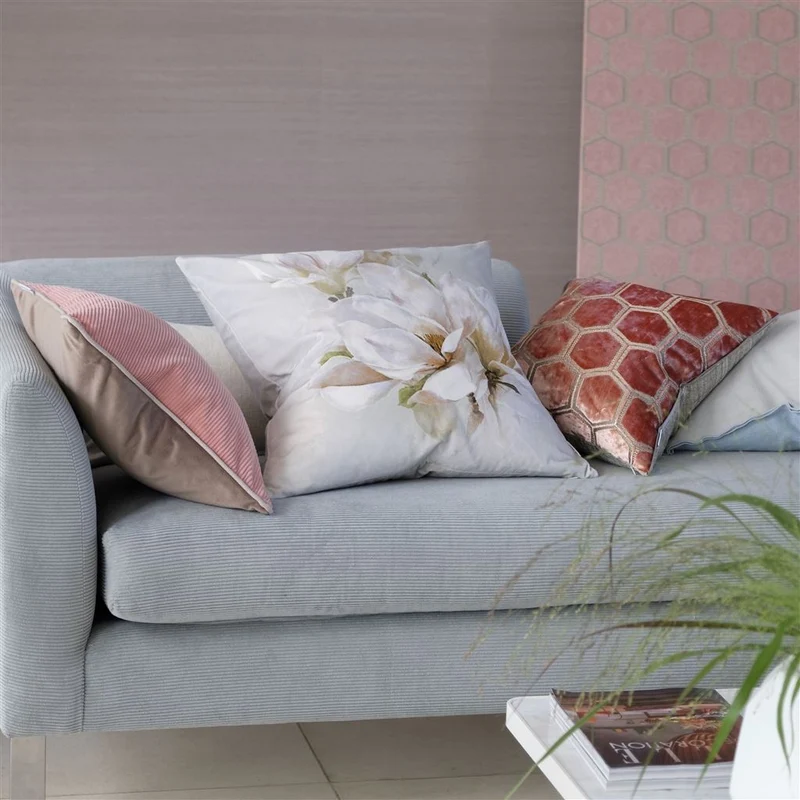 Kissen MANIPUR CORAL Samt, 43 x 43 cm