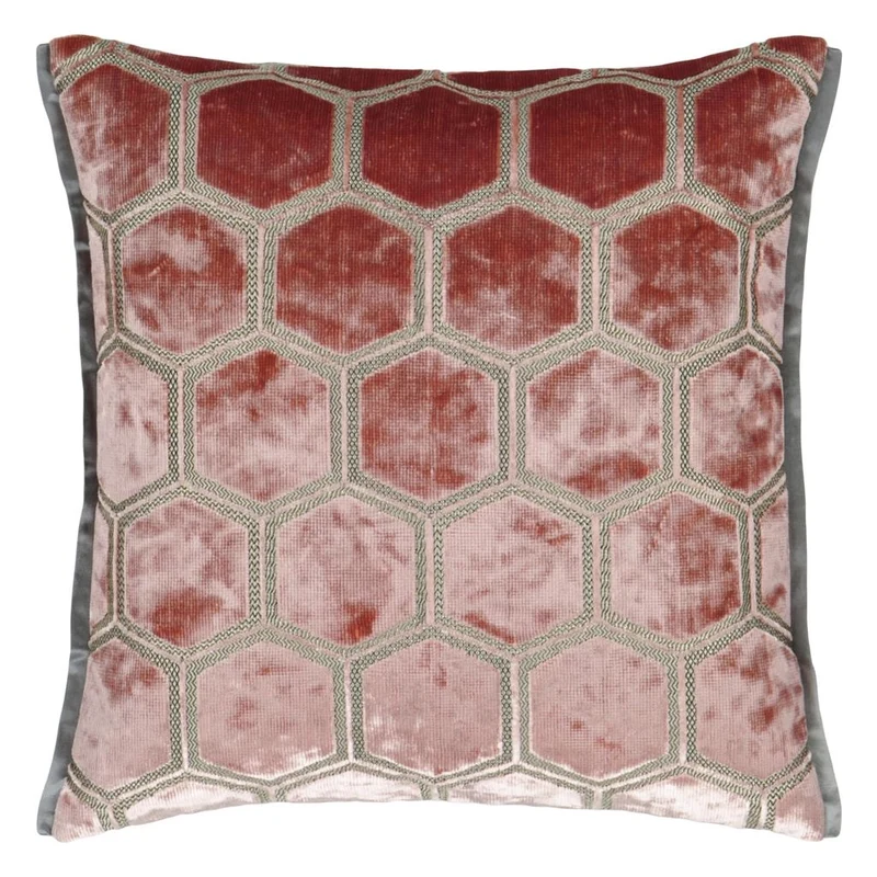 Kissen MANIPUR CORAL Samt, 43 x 43 cm