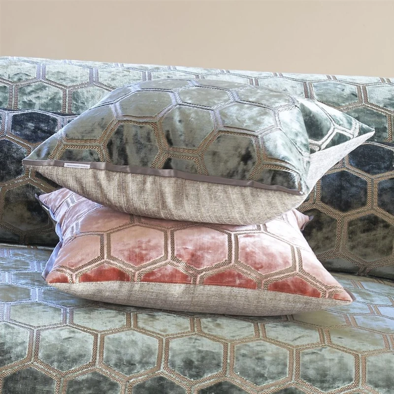 Kissen MANIPUR CORAL Samt, 43 x 43 cm