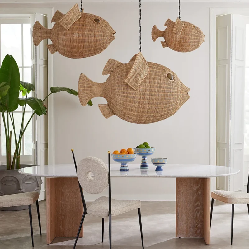 Hängeleuchte WICKER BLOW FISH, large