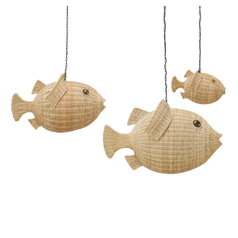 Hängeleuchte WICKER BLOW FISH, large