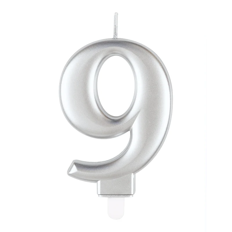Zahlenkerze Silber #9