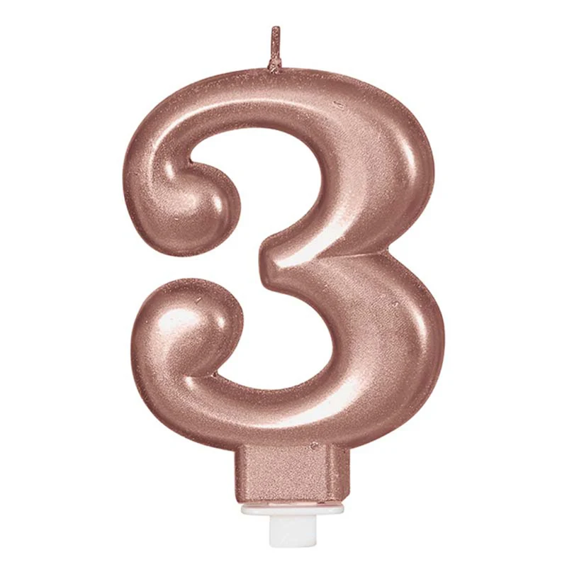 Zahlenkerze 3 Rosegold