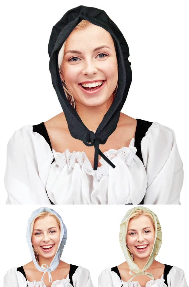 Mittelalter Magd Haube Marktfrau Schwarz