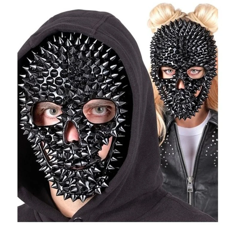 Maske Horror "Totenkopf mit Nieten" | Schwarz