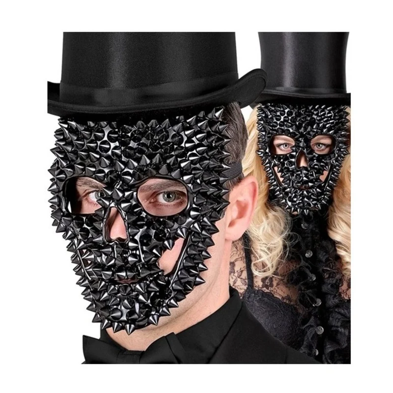 Maske Horror "Totenkopf mit Nieten" | Schwarz