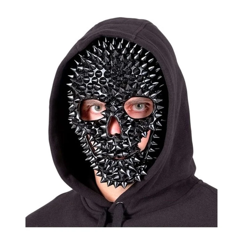 Maske Horror "Totenkopf mit Nieten" | Schwarz