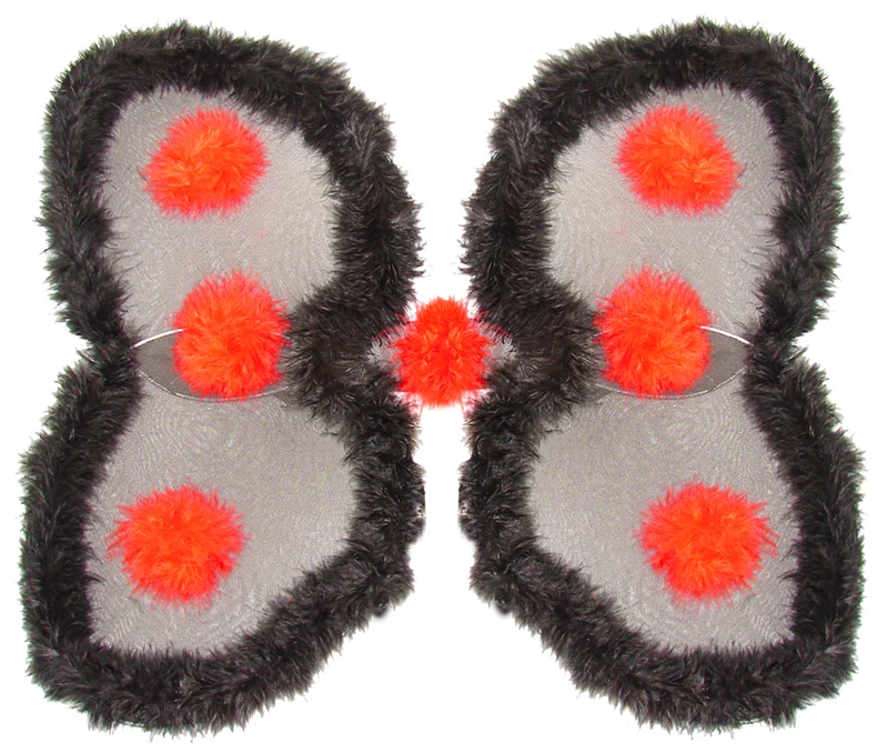 Marienkäfer Flügel mit Marabou Federn 60 x 48 cm | Schwarz Rot