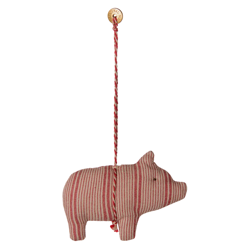 Maileg SCHWEIN rote Streifen Ornament ca. 10x7 cm Stoffanhänger Deko Baumschmuck