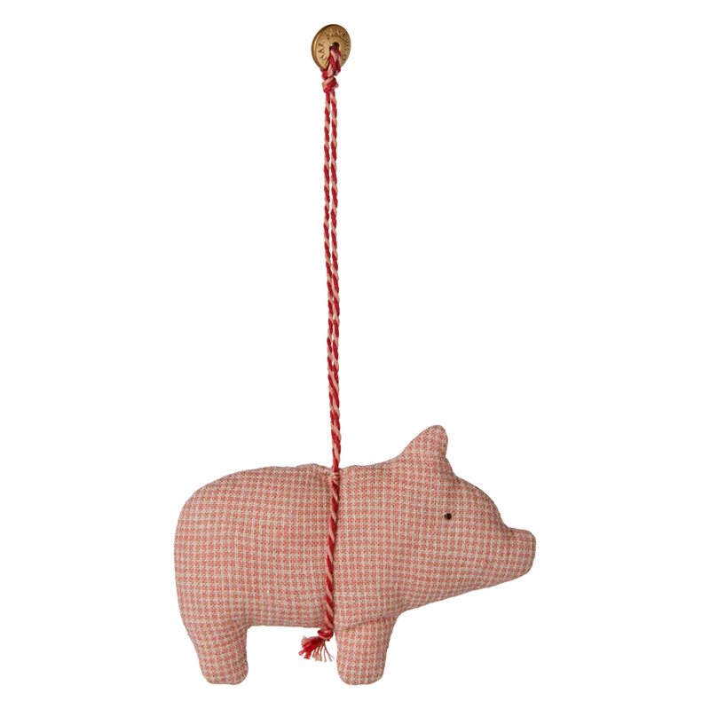 Maileg SCHWEIN rosa kariert Ornament ca. 10x7 cm Stoffanhänger Deko Baumschmuck