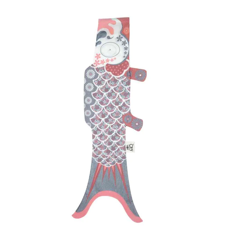 KOINOBORI ARGENTE silber / zartrosa ca. 100x35 cm Koi-Karpfen Windsack / Wanddeko Bio-Baumwolle