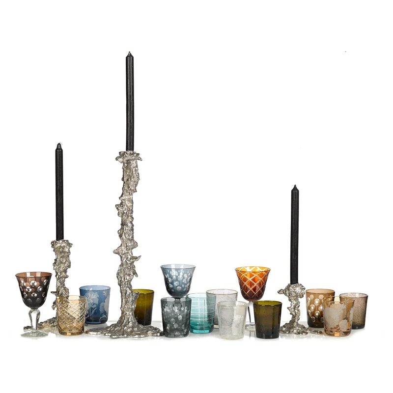 Kerzenleuchter DRIP XXL Candle Holder in silber, H50 cm