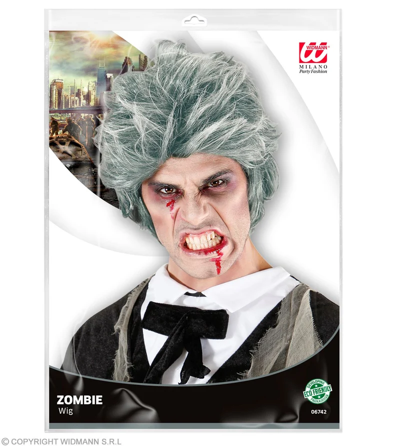 Herren Perücke "Zombie" in Polybag | Grau