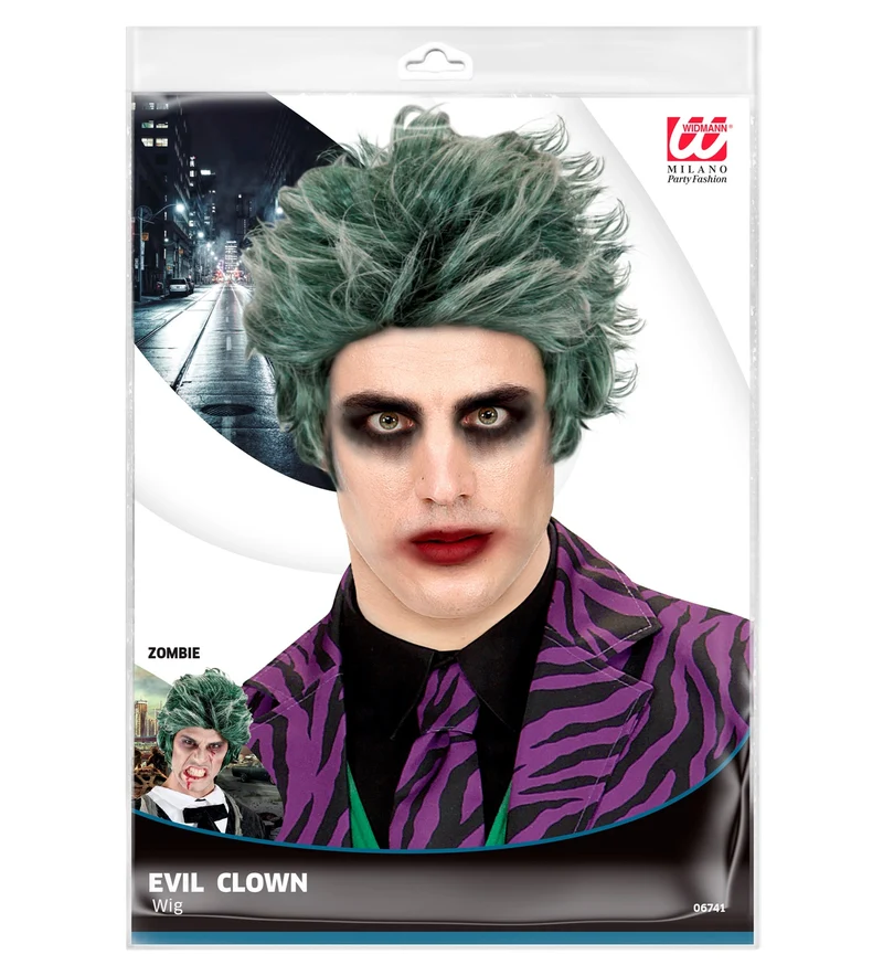 Herren Perücke "Böser Clown" in Polybag | Grün