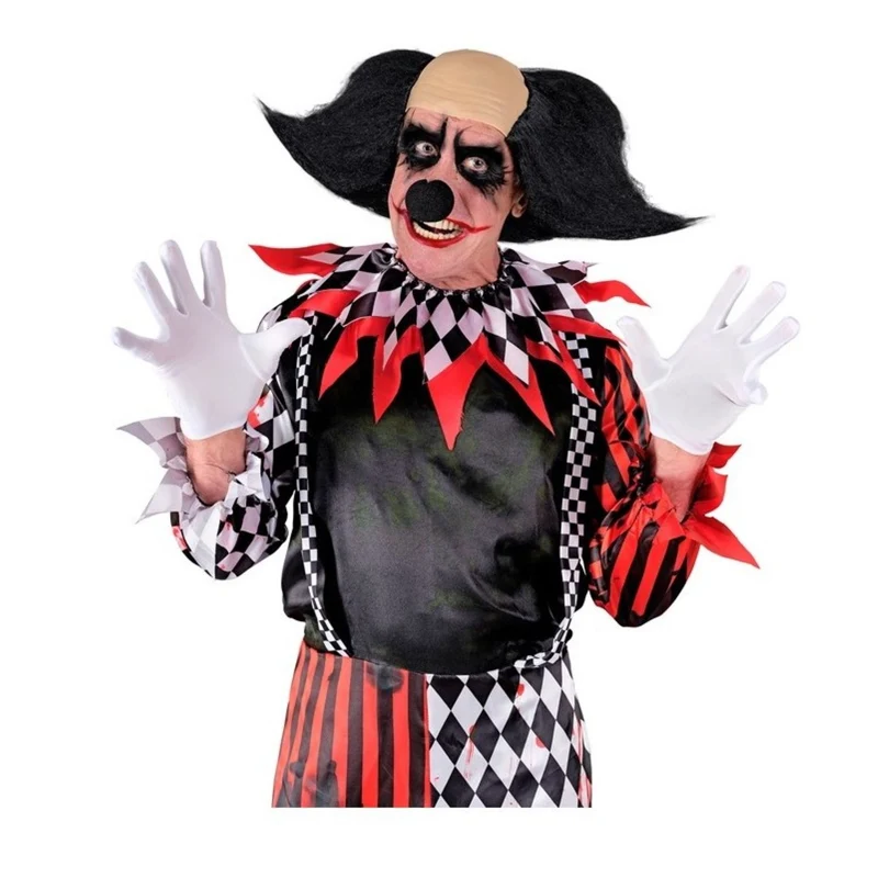 Herren Perücke "Killerclown mit Glatze und Haaren" | Schwarz