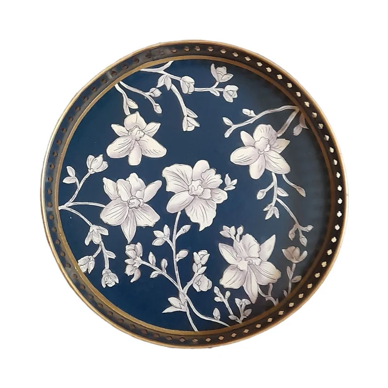 Tablett weisse BLUME, handbemalt ø28cm