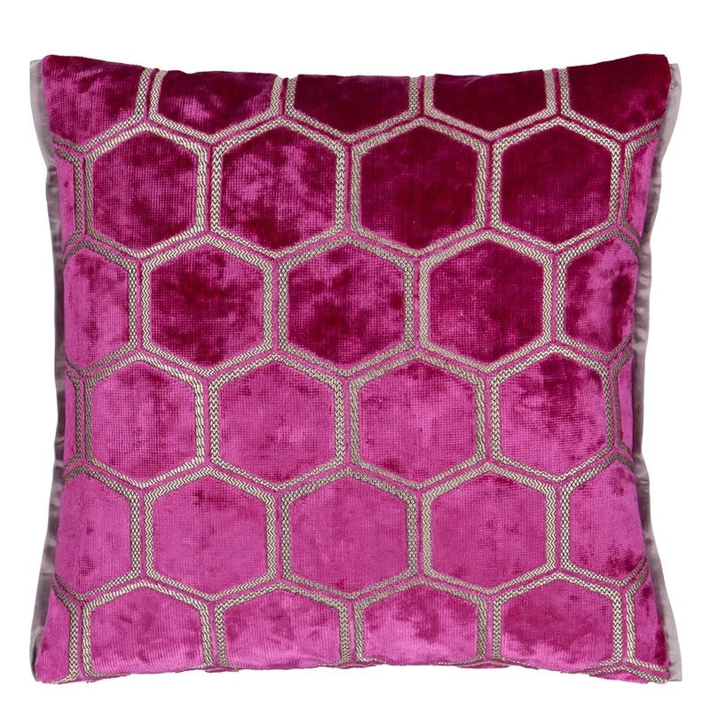 Kissen MANIPUR FUCHSIA Samt, 43 x 43 cm
