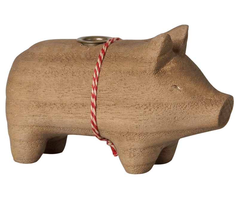 Maileg Kerzenhalter HOLZSCHWEIN natur ca. 12x4x7 cm Adventsdeko ☆ Glücksschwein