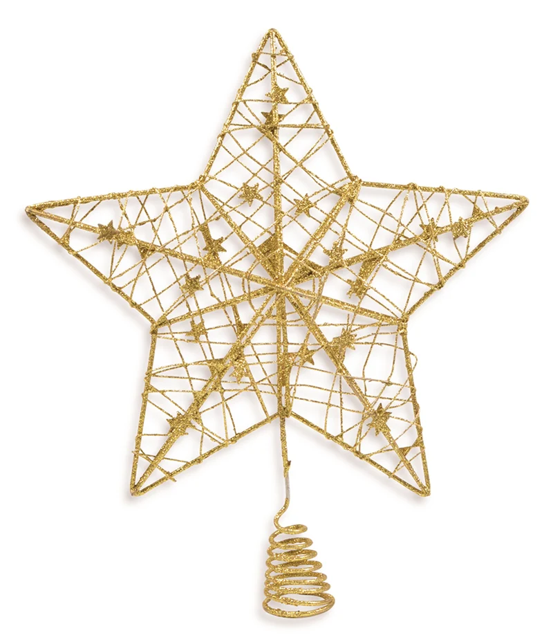 Riffelmacher Christbaumspitze Metall Stern 24cm | Silber Gold Glitzernd 17840