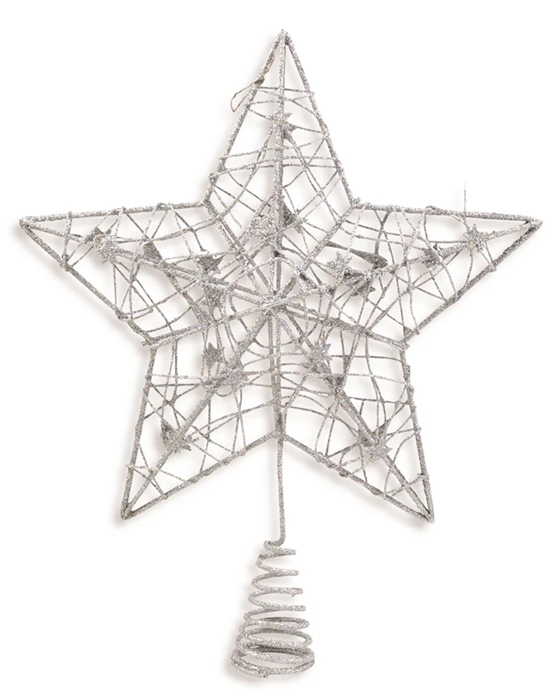 Riffelmacher Christbaumspitze Metall Stern 24cm | Silber Gold Glitzernd 17840