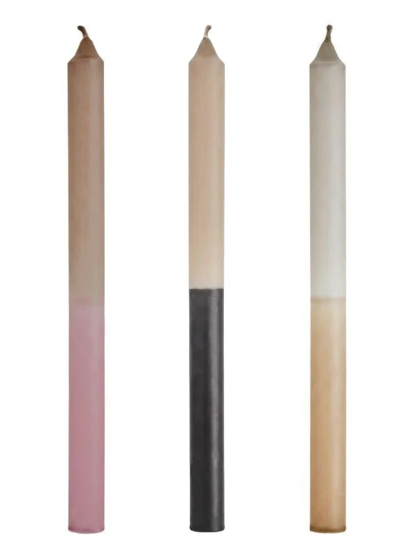 Kerzen-Vorteils-3er-Set TWO TONE DIP DYE CANDLES ca. 29,5 cm
