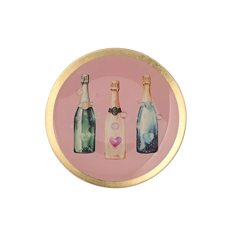 Glasteller CHAMPAGNER salbeigrün, gold ø 13cm