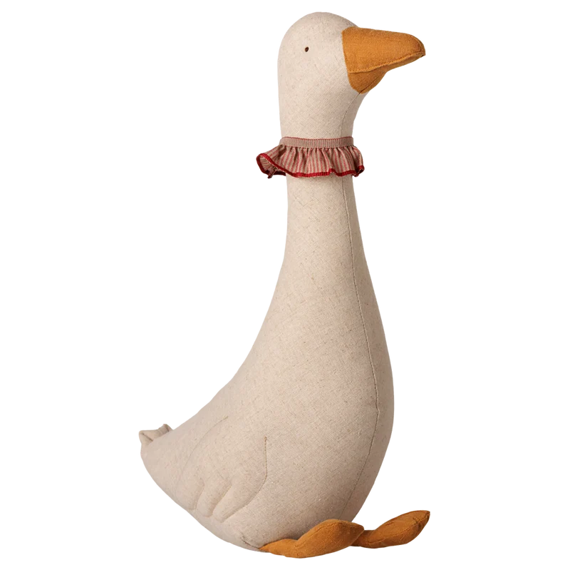 Maileg GANS natur mit roter Halskrause ca. 40 cm Stofftier Weihnachtsgans Landhausdeko