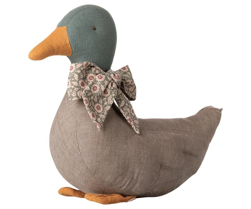 Maileg ENTE grau blaugrün mit Schleife ca. 37x30 cm Stofftier Landhausdeko